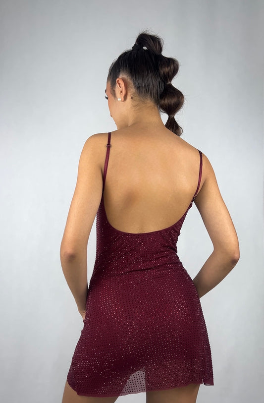 VESTIDO BRILLO GRANATE