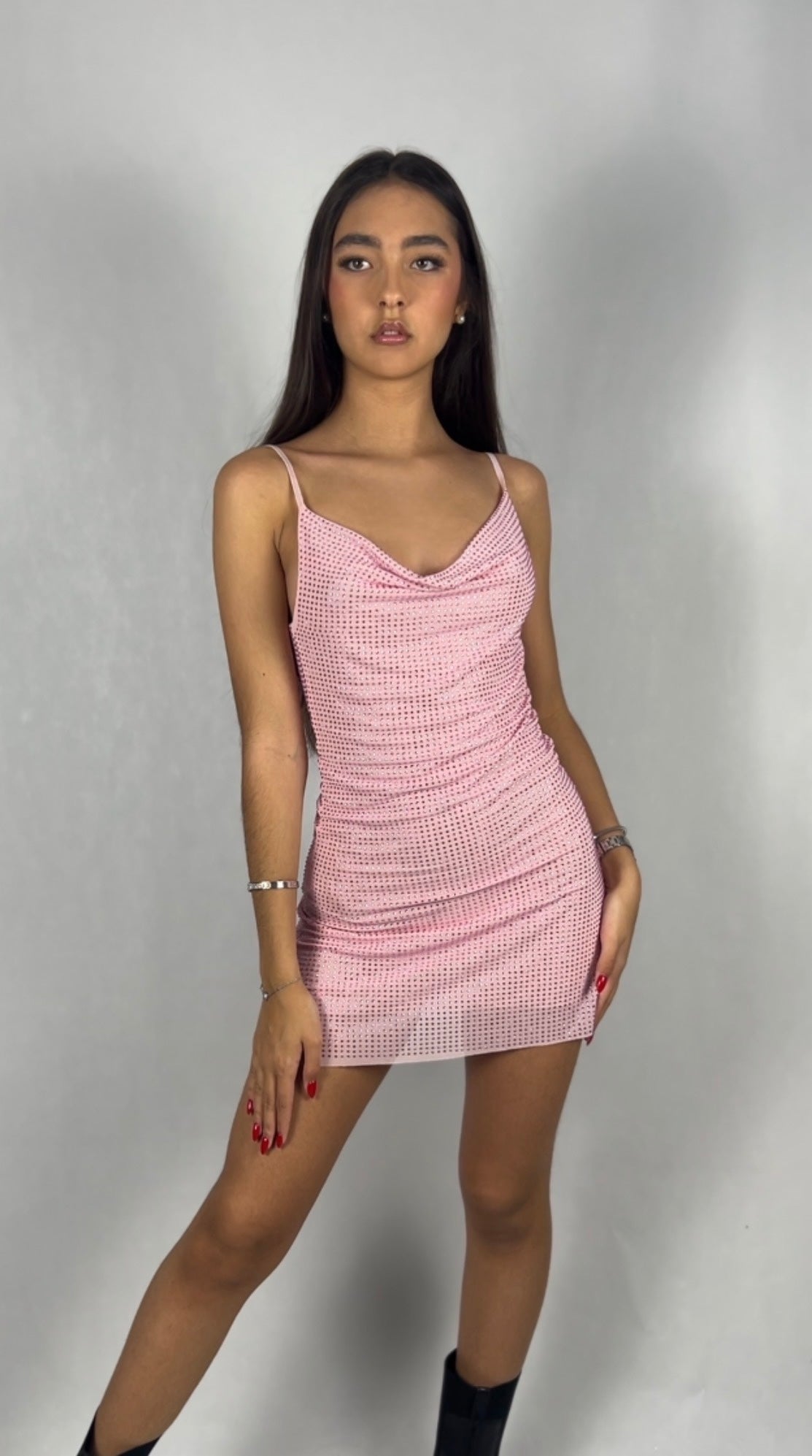 VESTIDO BRILLO ROSA