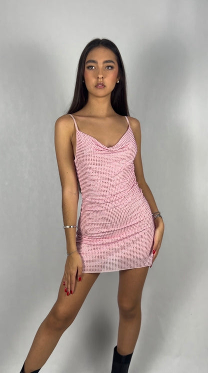 VESTIDO BRILLO ROSA